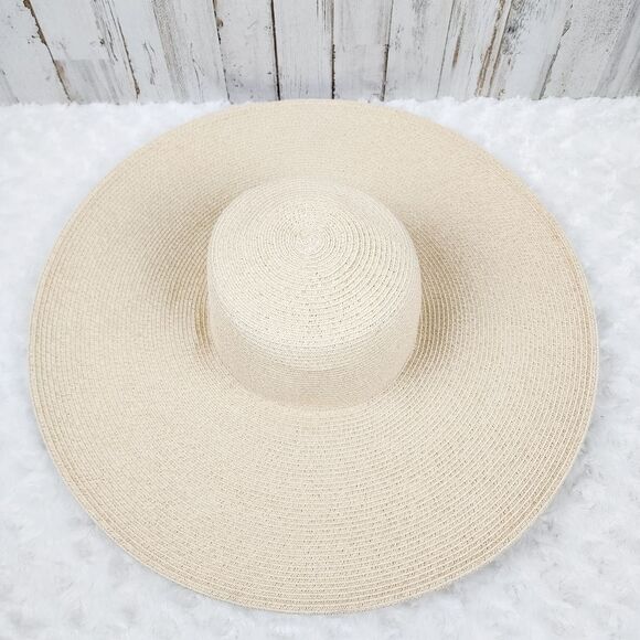 Nine West Wide Brim Floppy Sun Hat Ivory One Size - Picture 1 of 7